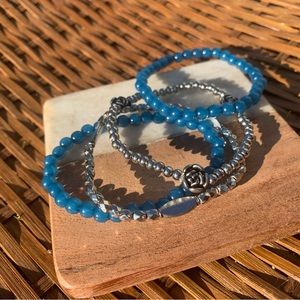 Blue and silver rose bracelet